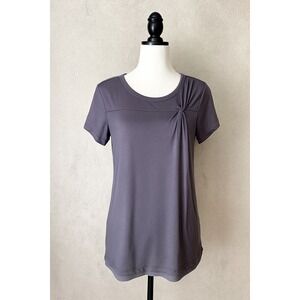 Simply Vera Vera Wang Womens Top Gray Knot Front Short Sleeve Shirt